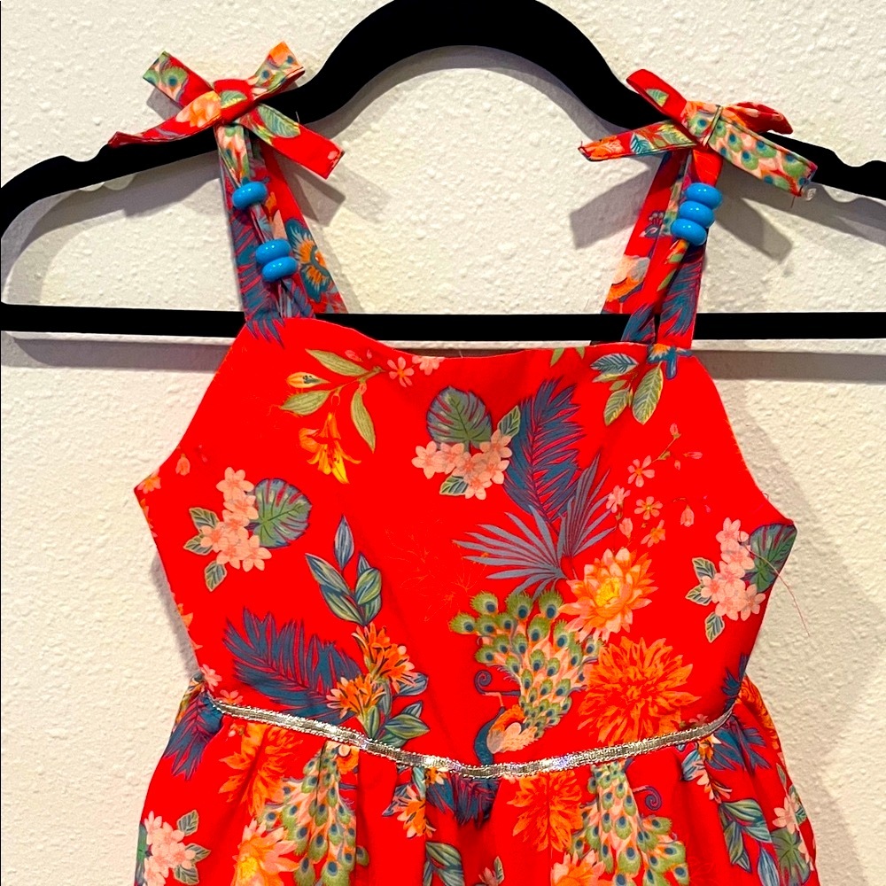 Girls Peek Tiered midi Dress strappy glitzy rainbowcore Barbiecore party holiday - Picture 4 of 10
